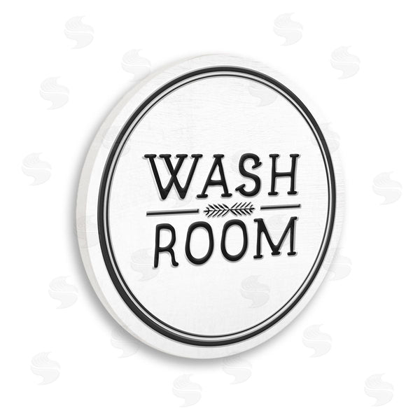 stupell industries Stupell Studio | Wash Room Black and White Tradtional Style Bathroom Sign Wall Art