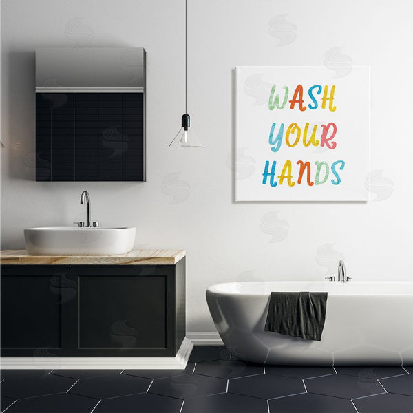 Stupell Industries Stupell Studio | Wash Your Hands Bathroom Rules Kids Typography Wall Art