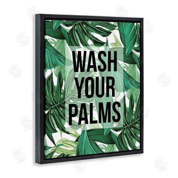 Stupell Industries Stupell Studio | Wash Your Palms Bathroom Phrase Green Plant Leaves