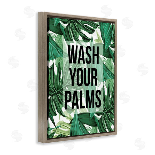 Stupell Industries Stupell Studio | Wash Your Palms Bathroom Phrase Green Plant Leaves