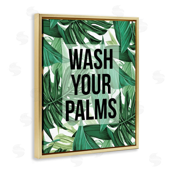 Stupell Industries Stupell Studio | Wash Your Palms Bathroom Phrase Green Plant Leaves