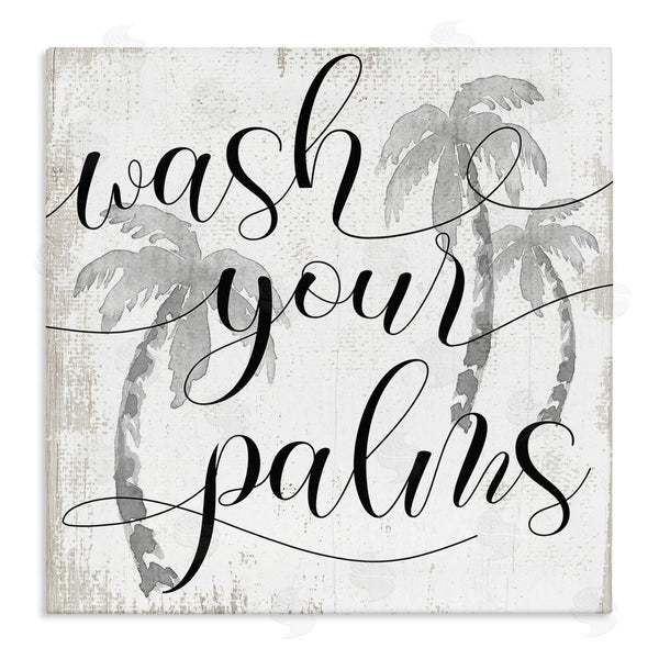 stupell industries Stupell Studio | Wash Your Palms Phrase Distressed Tropical Pun