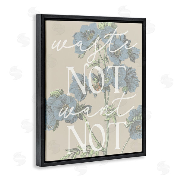 Stupell Industries Stupell Studio | Waste Not Want Not Quote Blue Botanicals