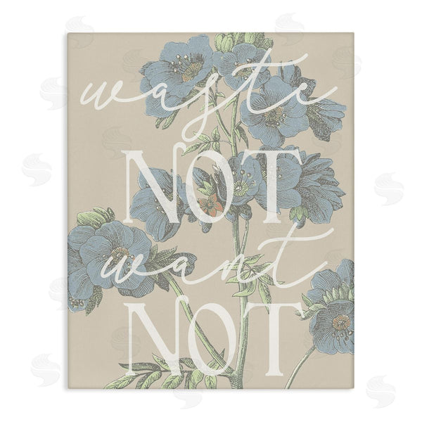 stupell industries Stupell Studio | Waste Not Want Not Quote Blue Botanicals