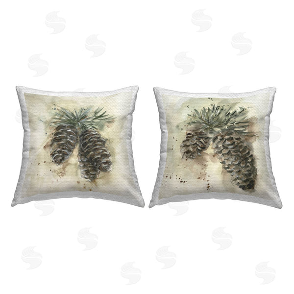 Stupell Industries Stupell Studio | Watercolor Drawing Pine Cones Printed Throw Pillow Set