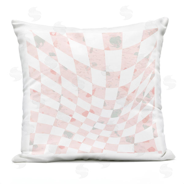 Stupell Industries Stupell Studio | Wavy Pink Checkered Pattern Pastel Squares Printed Throw Pillow