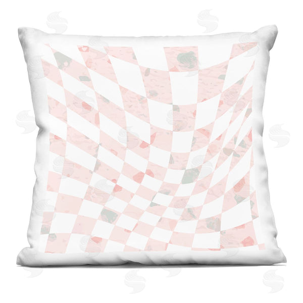 stupell industries Stupell Studio | Wavy Pink Checkered Pattern Pastel Squares Printed Throw Pillow