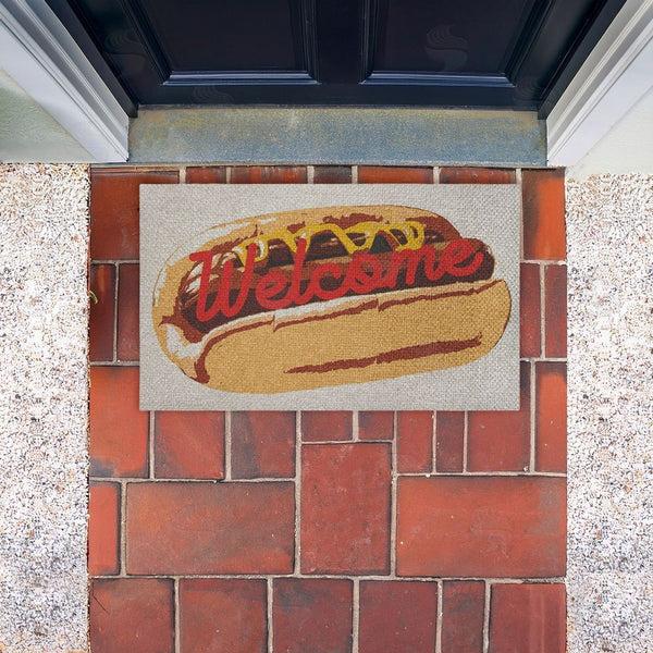Stupell Industries Stupell Studio | Welcome Hotdog Pop Style Faux Sisal Door Mat