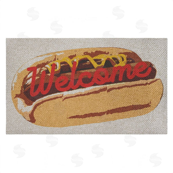 stupell industries Stupell Studio | Welcome Hotdog Pop Style Faux Sisal Door Mat