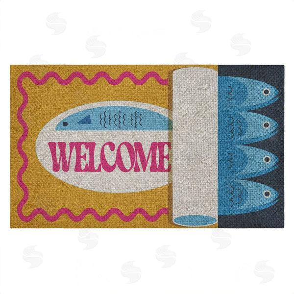 stupell industries Stupell Studio | Welcome Retro Tuna Can Faux Sisal Door Mat