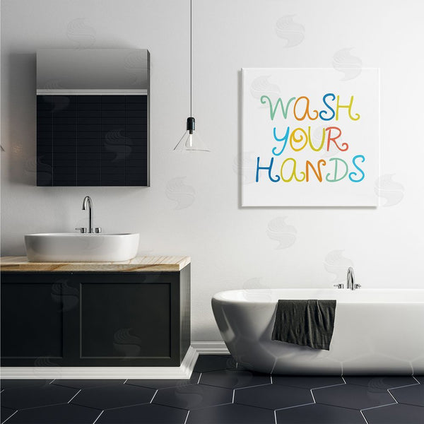 Stupell Industries Stupell Studio | Whimsical Kids Bathroom Phrase Wash Your Hands Rules Wall Art
