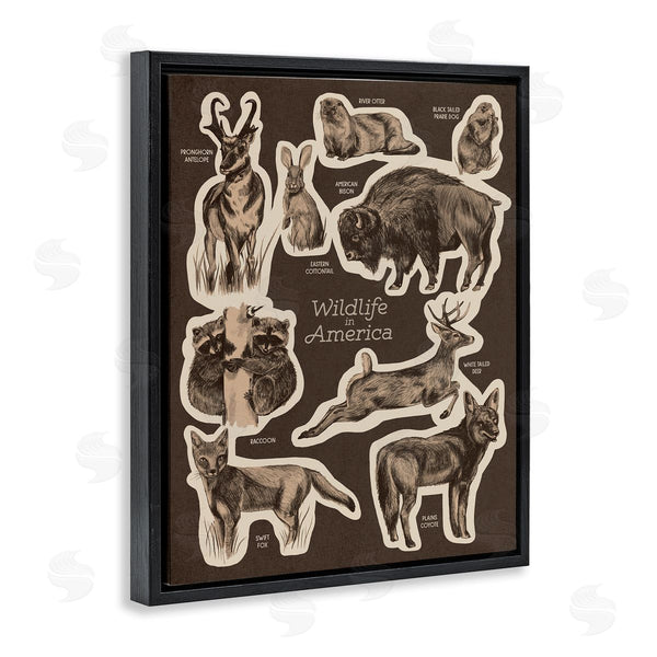 Stupell Industries Stupell Studio | Wildlife Of America Mixed Animals Chart Brown Background Wall Art