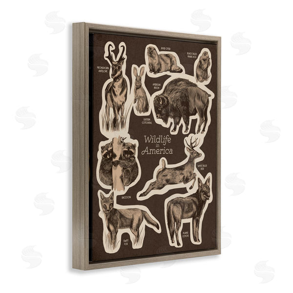 Stupell Industries Stupell Studio | Wildlife Of America Mixed Animals Chart Brown Background Wall Art
