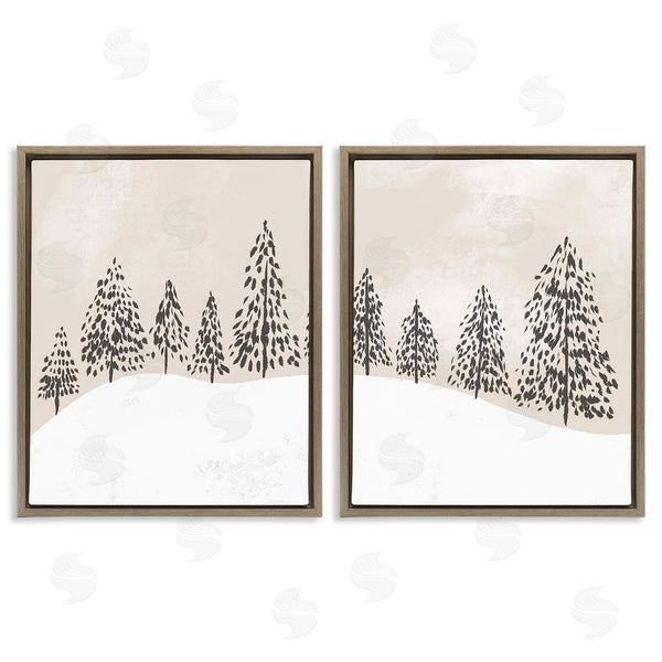 Stupell Industries Stupell Studio | Winter Trees Abstract Snowy Landscape Wall Art