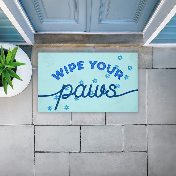 Stupell Industries Stupell Studio | Wipe Your Paws On Blue Non-Woven Door Mat