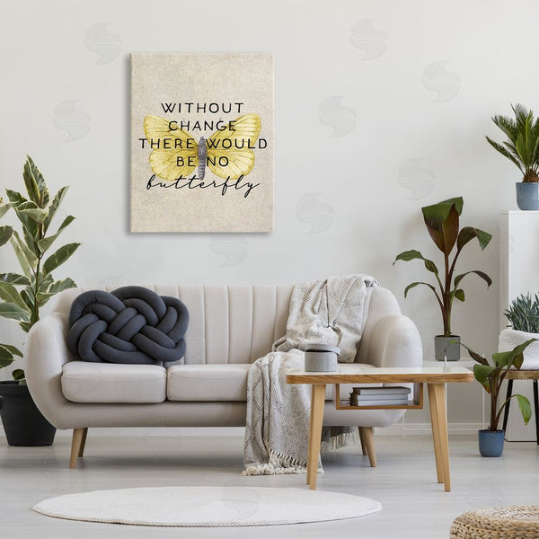 Stupell Industries Stupell Studio | Without Change There'd Be No Butterfly Quote Vintage Wings Wall Art