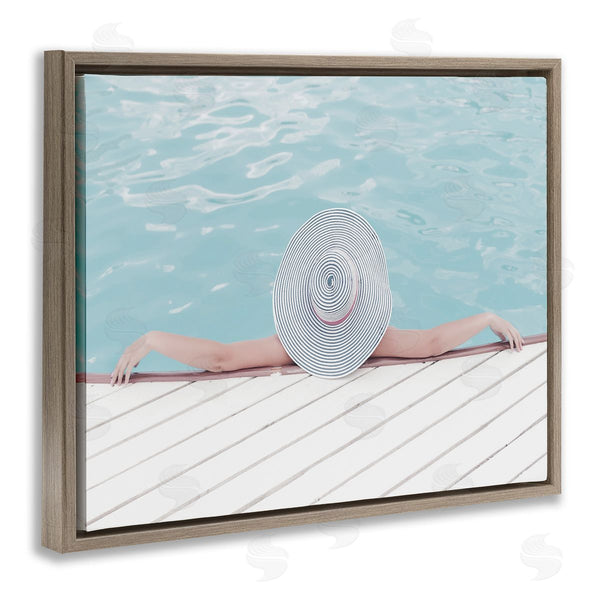 Stupell Industries Stupell Studio | Woman Relaxing Poolside Summer Hat