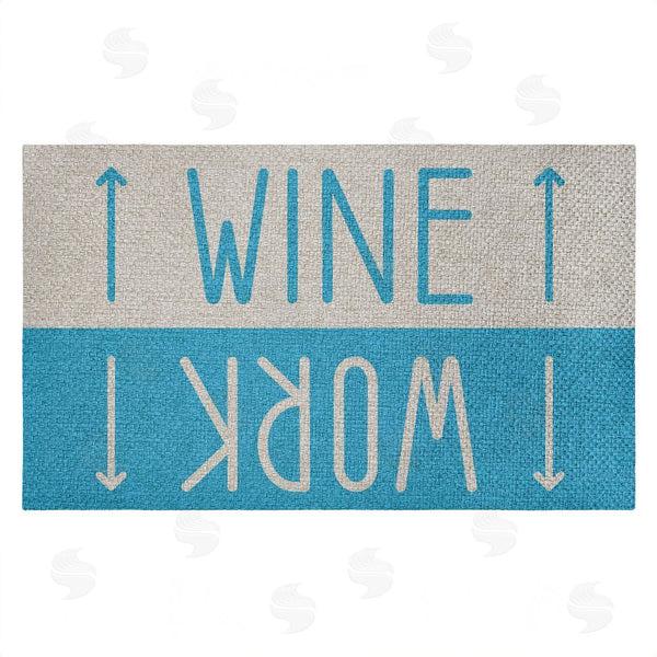 stupell industries Stupell Studio | Work & Wine Blue Faux Sisal Door Mat