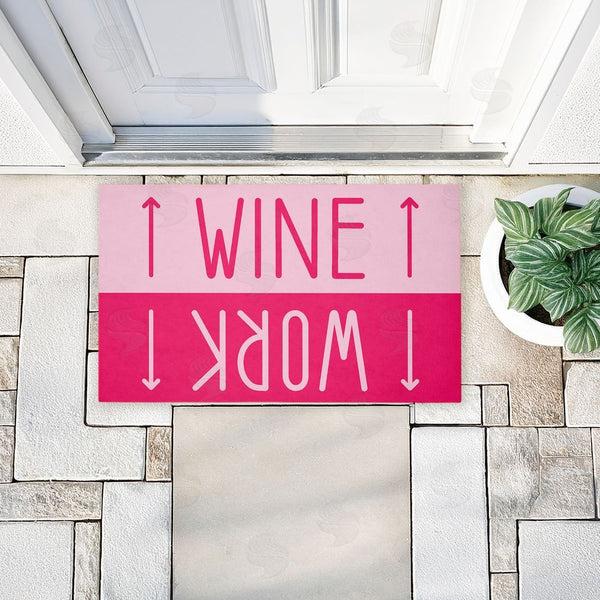 Stupell Industries Stupell Studio | Work & Wine Pink Non-Woven Door Mat