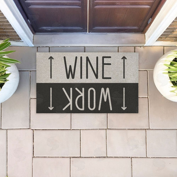 Stupell Industries Stupell Studio | Work & Wine Welcome Faux Sisal Door Mat