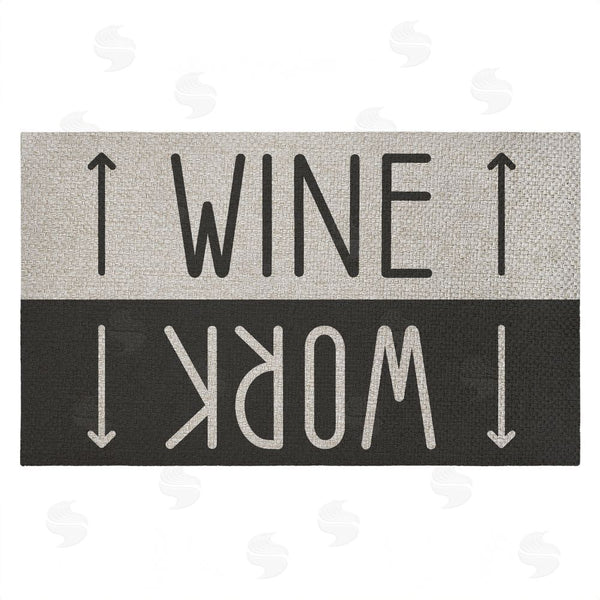 stupell industries Stupell Studio | Work & Wine Welcome Faux Sisal Door Mat
