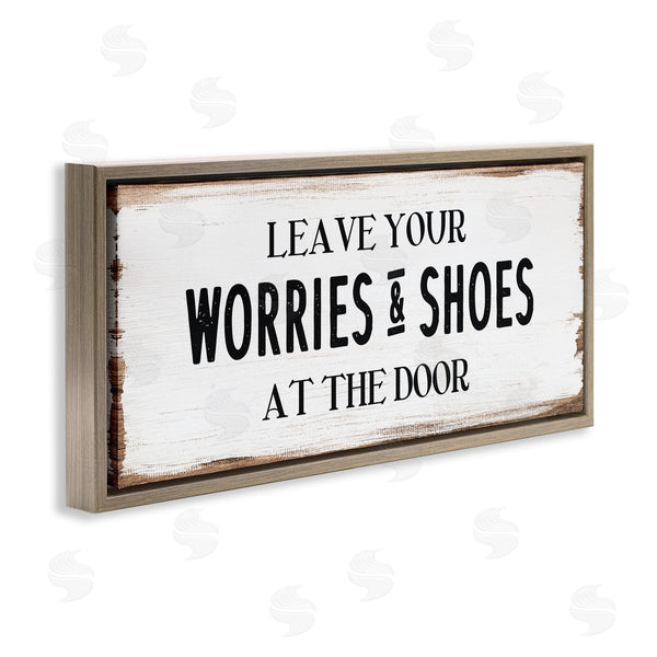 Stupell Industries Stupell Studio | Worries & Shoes At Door Phrase Wall Art