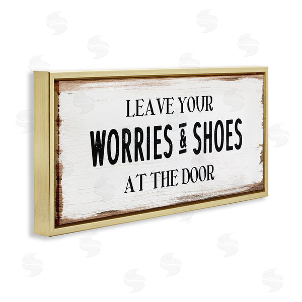 Stupell Industries Stupell Studio | Worries & Shoes At Door Phrase Wall Art