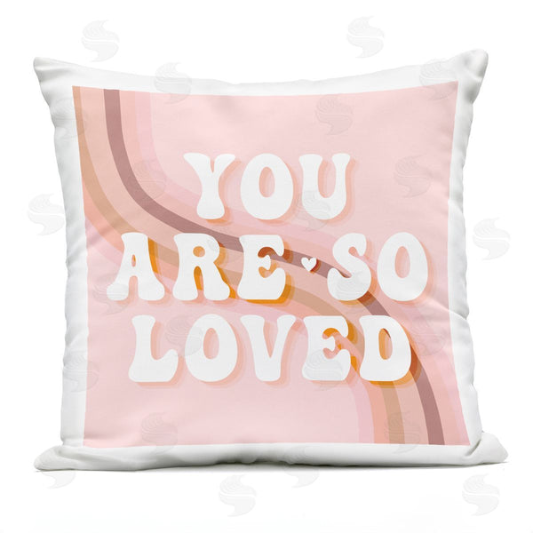 Stupell Industries Stupell Studio | You Are Loved Retro Pink Rainbow Stripes Printed Throw Pillow