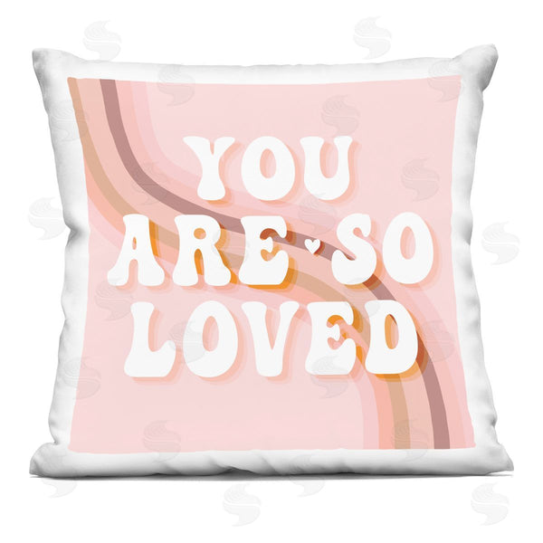 stupell industries Stupell Studio | You Are Loved Retro Pink Rainbow Stripes Printed Throw Pillow