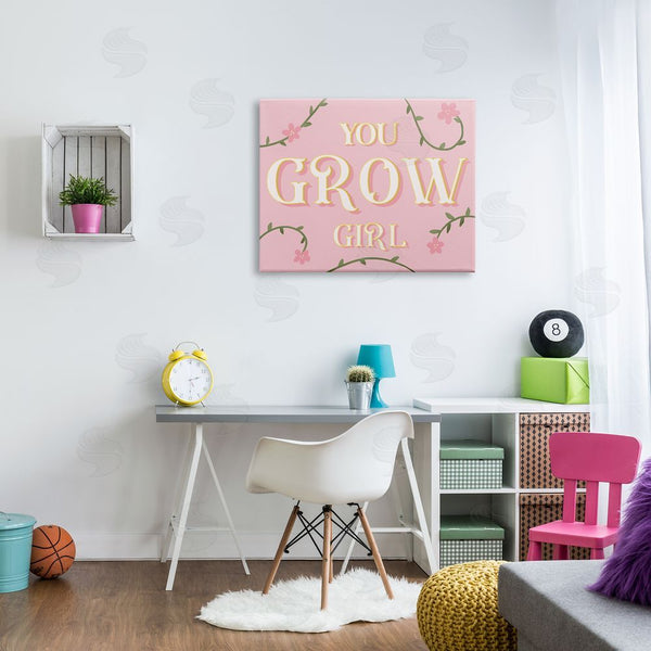 Stupell Industries Stupell Studio | You Grow Girl Encouragement Pink Green Floral Vines Wall Art