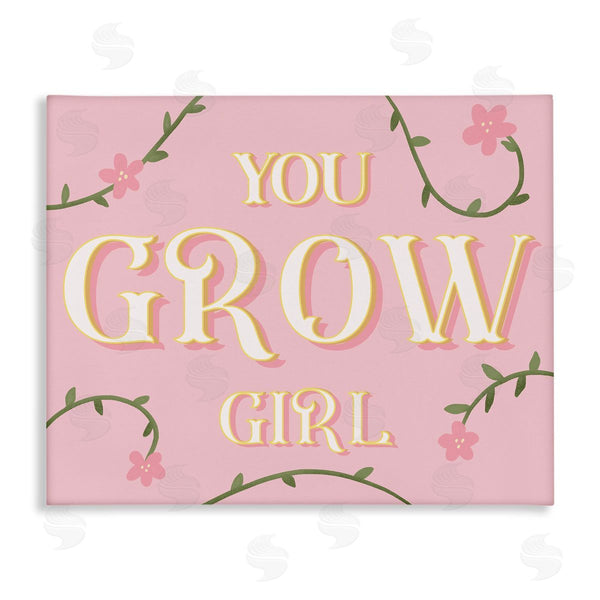 stupell industries Stupell Studio | You Grow Girl Encouragement Pink Green Floral Vines Wall Art