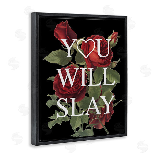 Stupell Industries Stupell Studio | You Will Slay Chic Red Roses Glam Phrase Wall Art