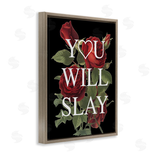 Stupell Industries Stupell Studio | You Will Slay Chic Red Roses Glam Phrase Wall Art