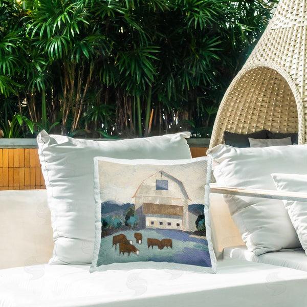 Stupell Industries Sue Jachimiec | Barnyard Grazing Cattle Printed Throw Pillow