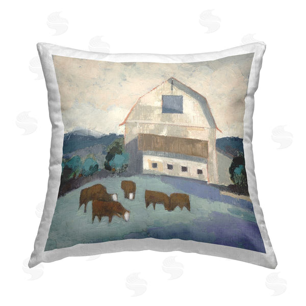 stupell industries Sue Jachimiec | Barnyard Grazing Cattle Printed Throw Pillow