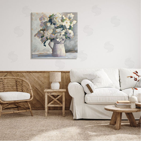 Stupell Industries Sue Riger | Classic White Flower Arrangement Abstract Petals Bouquet Wall Art
