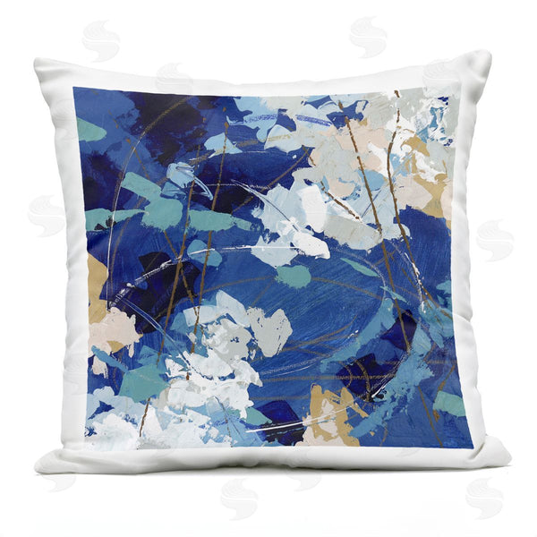 Stupell Industries Sue Riger | Modern Blue Swirl Busy Abstract Composition Printed Throw Pillow