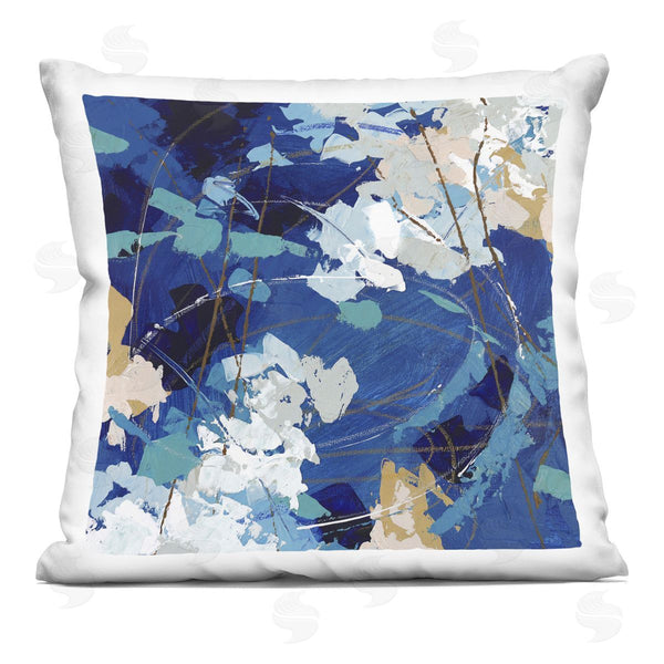 stupell industries Sue Riger | Modern Blue Swirl Busy Abstract Composition Printed Throw Pillow