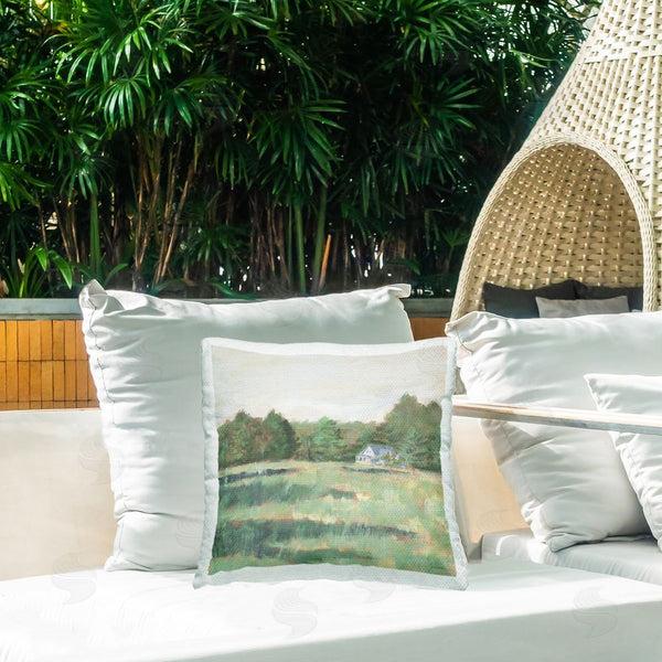 Stupell Industries Sue Schlabach | Farmhouse Across Meadow Printed Throw Pillow