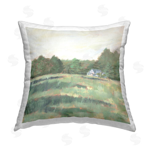 stupell industries Sue Schlabach | Farmhouse Across Meadow Printed Throw Pillow