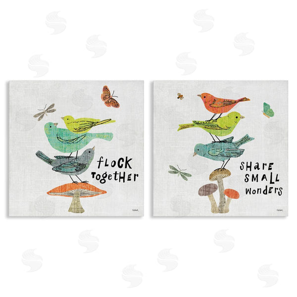 stupell industries Sue Schlabach | Flock Together Share Birds Wall Art