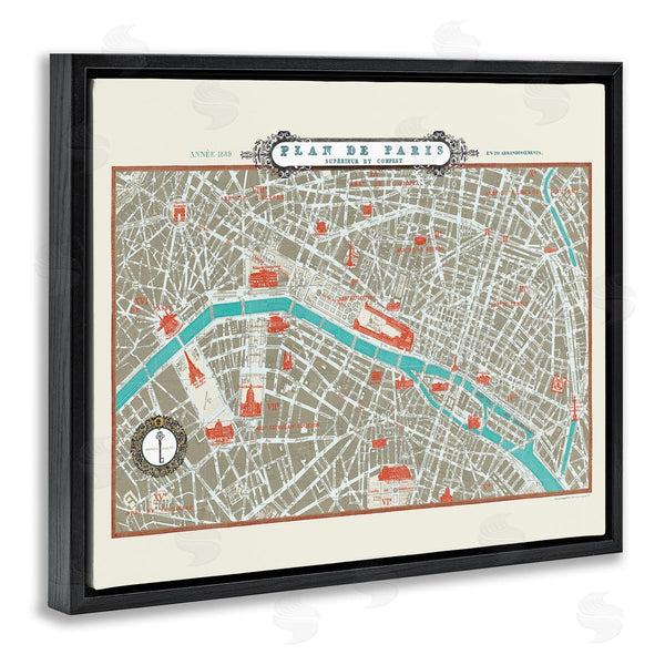 Stupell Industries Sue Schlabach | Vintage Parisian Map Seine River