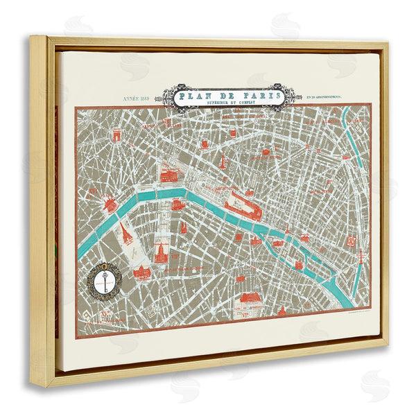 Stupell Industries Sue Schlabach | Vintage Parisian Map Seine River