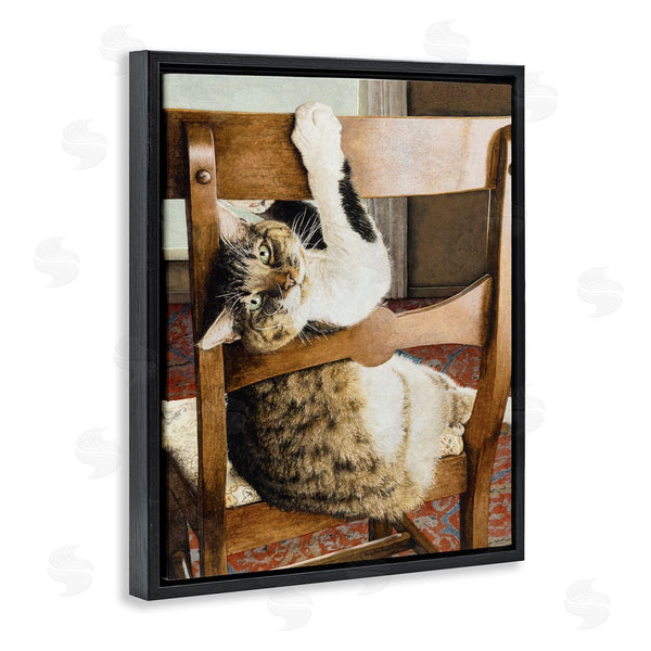 Stupell Industries Sueellen Ross | Country Cat Lounging Wooden Chair