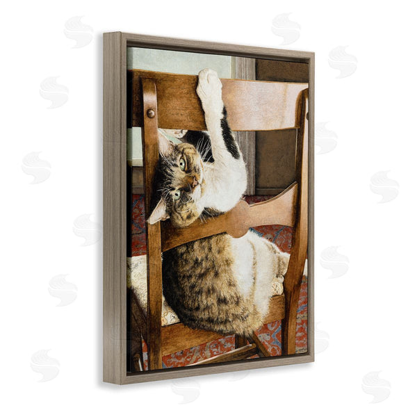 Stupell Industries Sueellen Ross | Country Cat Lounging Wooden Chair