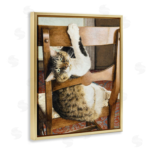 Stupell Industries Sueellen Ross | Country Cat Lounging Wooden Chair