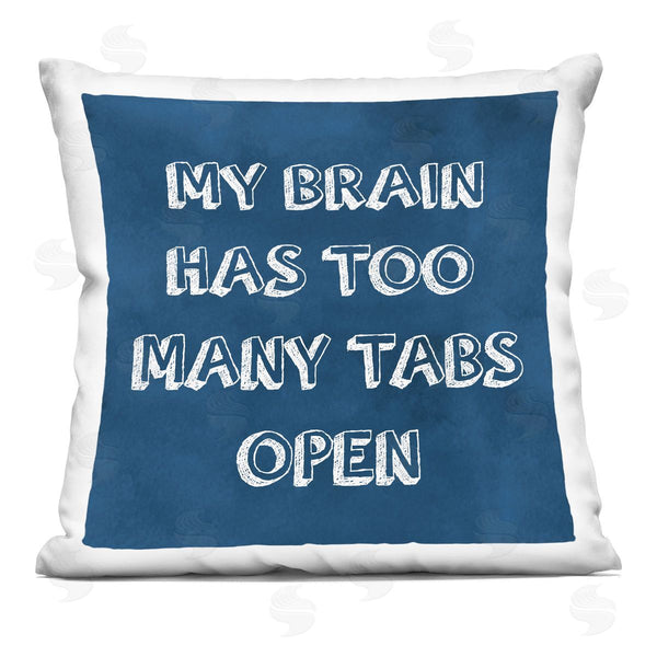 stupell industries Sundance Group | Too Many Tabs Humorous Blue Typography Phrase Printed Throw Pillow
