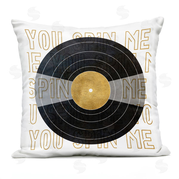 Stupell Industries Sundance Group | You Spin Me Vintage Vinyl Record Shape Printed Throw Pillow