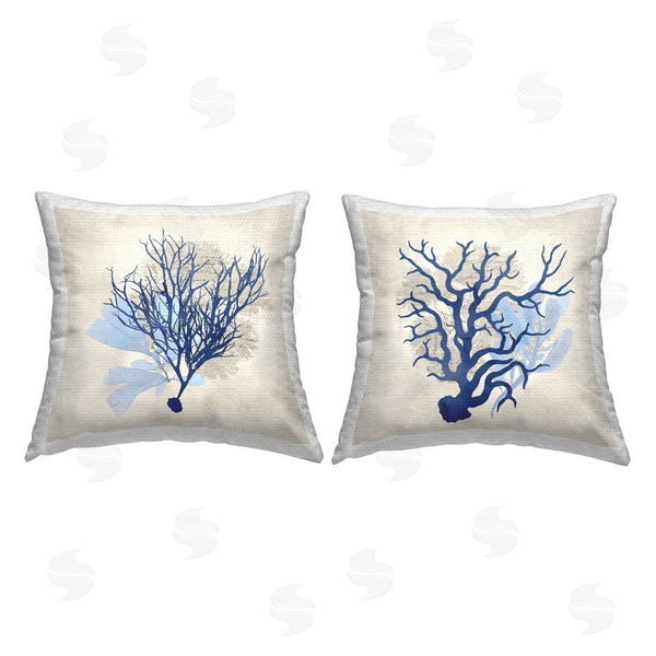 Stupell Industries Susan Arnot | Abstract Navy Coral Plants Printed Throw Pillow Set