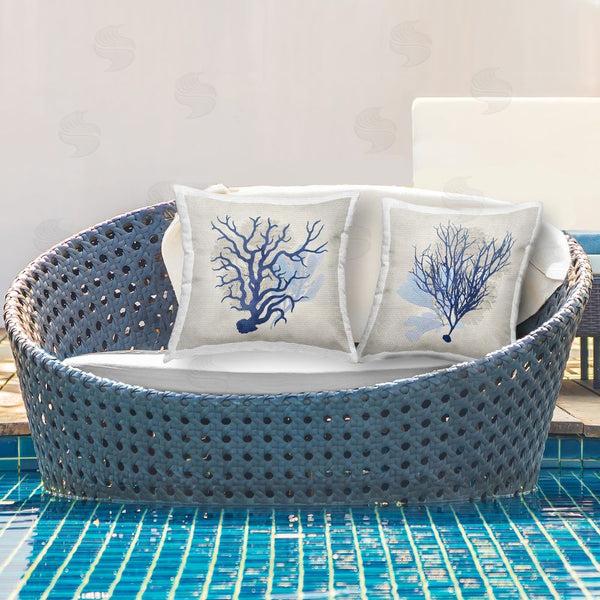 Stupell Industries Susan Arnot | Abstract Navy Coral Plants Printed Throw Pillow Set